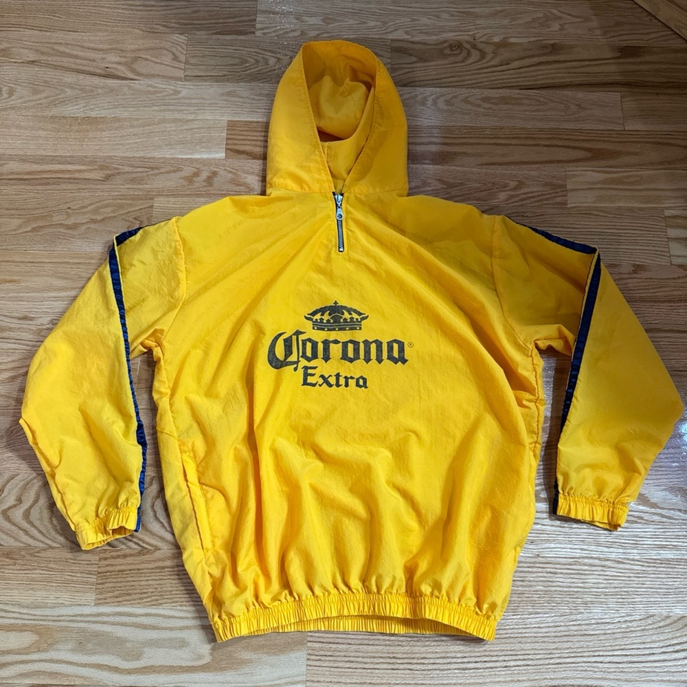 Vintage Corona Extra Jacket Mens Size L/XL Windbreaker Style 1/4 Zip